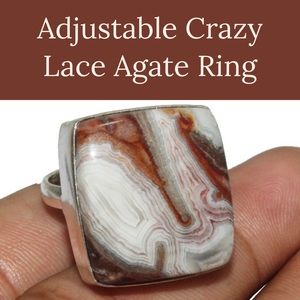Comfort Curl Crazy Lace Adjustable Sterling Overlay Ring, Handmade in Colorado!